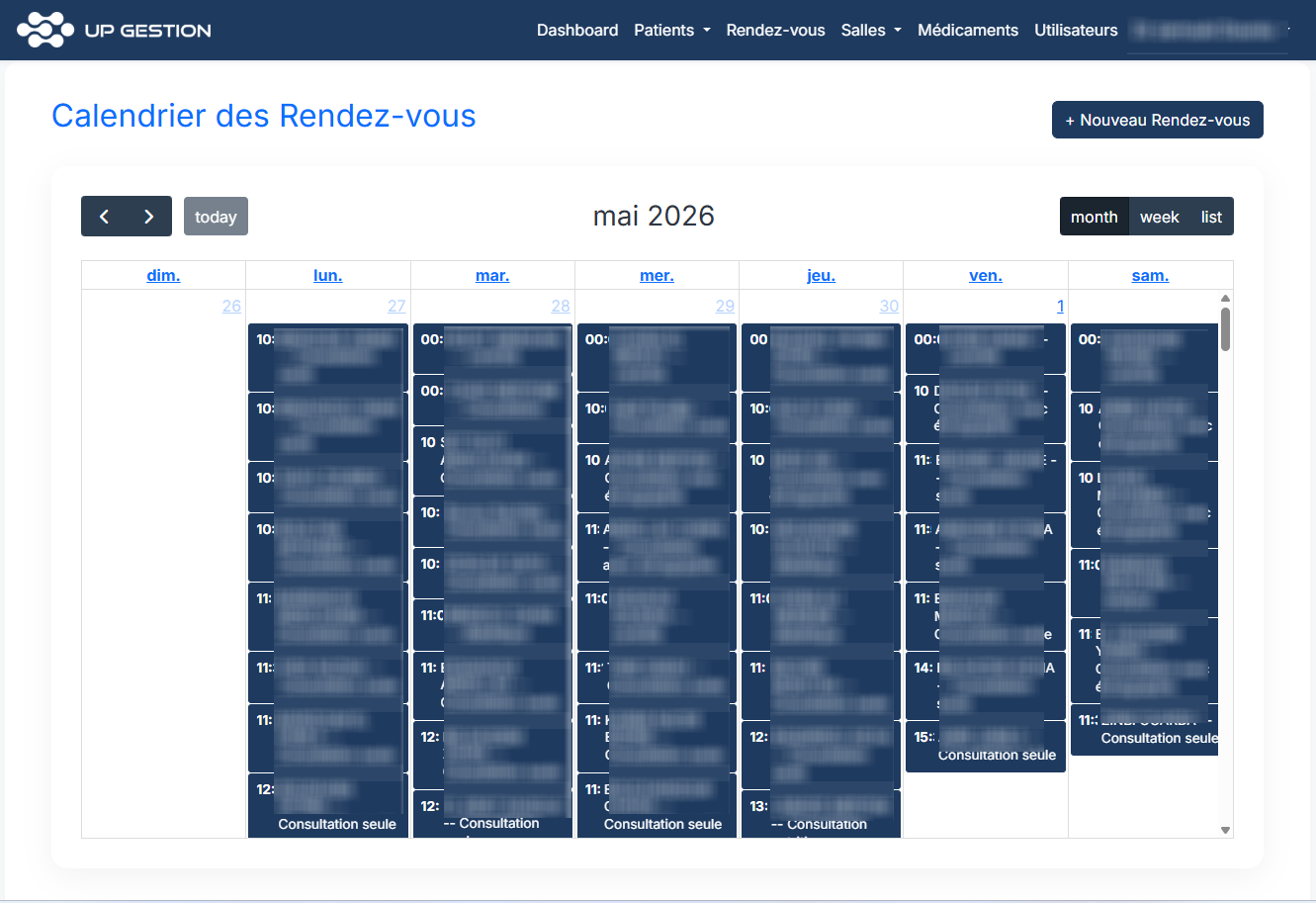 Calendrier rendez-vous